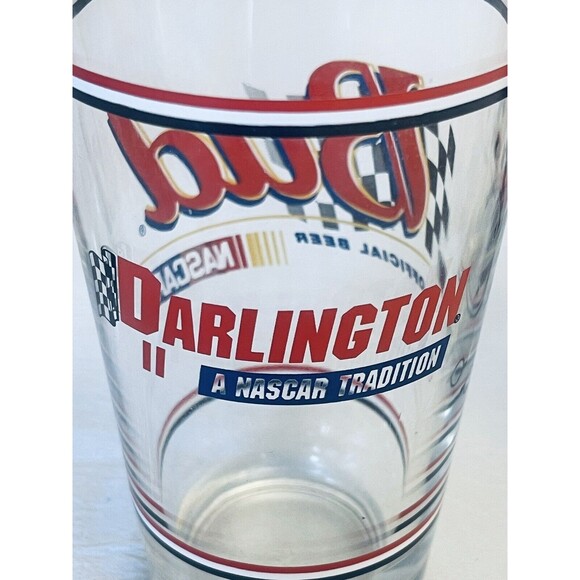 2 Beer  Glasses Pint 16oz BUD NASCAR Tradition Darlington Raceway Marked L19 - Picture 3 of 5